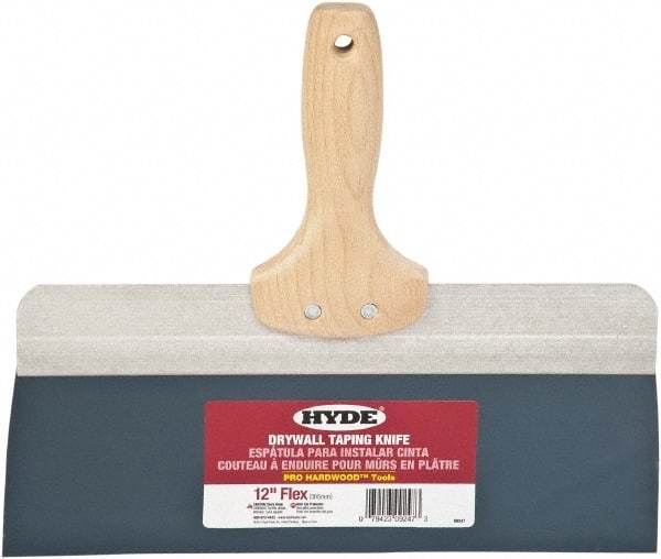 Hyde Tools - 12" Wide Flexible Blade Steel Joint Knife - Flexible, Hardwood Handle - Exact Tool & Supply
