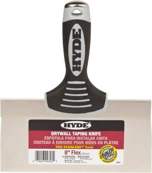 Hyde Tools - 8" Wide Flexible Blade Stainless Steel Joint Knife - Flexible, Plastic Overmold Handle - Exact Tool & Supply