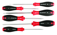 6 Piece - SoftFinish® Cushion Grip Screwdriver Set - #30291 - Includes: Slotted 4.5 - 6.5mm; Phillips #1 - 2 and Square #1 - 2 - Exact Tool & Supply