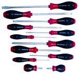 12 Piece - SoftFinish® Cushion Grip Screwdriver Set - #30297 - Includes: Slotted 3.0 - 10.0mm Phillips #0 - 3 - Exact Tool & Supply