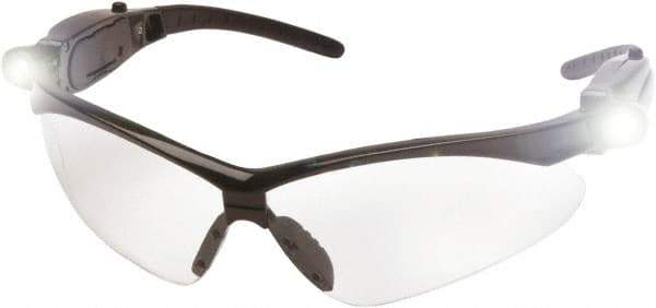 PYRAMEX - Clear Lenses, Framed Safety Glasses - Scratch Resistant, Black Nylon Frame, Size Universal, Wrap Around - Exact Tool & Supply