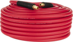 PRO-SOURCE - 3/8" ID x 0.6496" OD 100' Long Multipurpose Air Hose - MNPT x MNPT Ends, 300 Working psi, -40 to 180°F, 1/4" Fitting, Red - Exact Tool & Supply