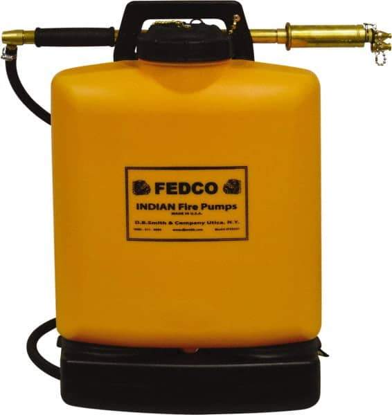 Smith Indian - 5 Gal Chemical Safe Garden Fire Pump - Polyethylene Tank, Wide Mouth, Reinforced Hose - Exact Tool & Supply