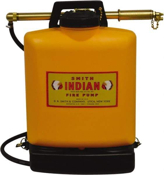 Smith Indian - 5 Gal Chemical Safe Garden Fire Pump - Polyethylene Tank, Wide Mouth, Reinforced Hose - Exact Tool & Supply