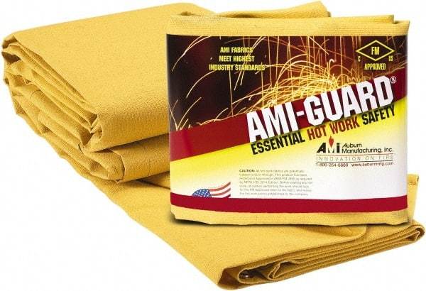 Auburn Mfr - 8' High x 6' Wide x 0.03" Thick Fiberglass Welding Curtain - Yellow, Grommet - Exact Tool & Supply