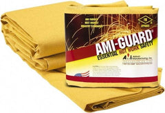 Auburn Mfr - 8' High x 6' Wide x 0.03" Thick Fiberglass Welding Curtain - Yellow, Grommet - Exact Tool & Supply