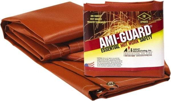 Auburn Mfr - 8' High x 8' Wide x 0.016" Thick Fiberglass Welding Curtain - Red, Grommet - Exact Tool & Supply