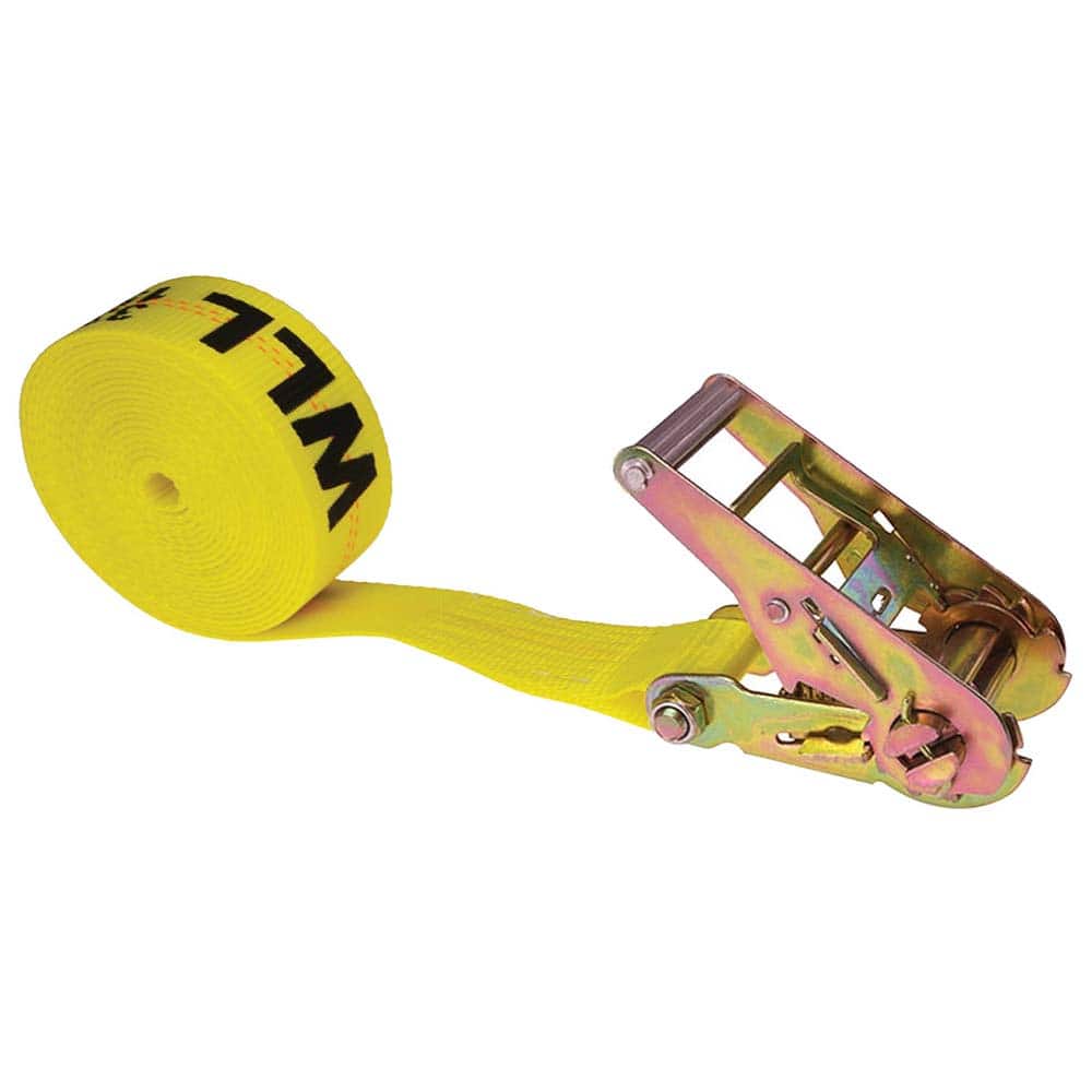 US Cargo Control - Slings & Tiedowns (Load-Rated); Type: Ratchet Tie Down ; Length (Feet): 20 ; Basket Capacity (Lb.): 3333 ; Material: Polyester ; Color: Yellow - Exact Tool & Supply