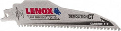 Lenox - 6" Long x 1" Thick, Carbide Reciprocating Saw Blade - Tapered Profile, 6 TPI, Toothed Edge, Tang Shank - Exact Tool & Supply