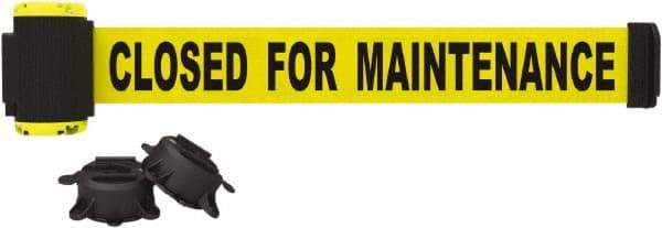Banner Stakes - 7' Long x 2-1/2" Wide Nylon/Polyester Magnetic Wall Mount Barrier - Black on Yellow - Exact Tool & Supply
