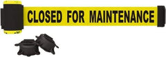 Banner Stakes - 7' Long x 2-1/2" Wide Nylon/Polyester Magnetic Wall Mount Barrier - Black on Yellow - Exact Tool & Supply