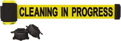 Banner Stakes - 7' Long x 2-1/2" Wide Nylon/Polyester Magnetic Wall Mount Barrier - Black on Yellow - Exact Tool & Supply