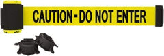 Banner Stakes - 7' Long x 2-1/2" Wide Nylon/Polyester Magnetic Wall Mount Barrier - Black on Yellow - Exact Tool & Supply