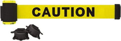 Banner Stakes - 7' Long x 2-1/2" Wide Nylon/Polyester Magnetic Wall Mount Barrier - Black on Yellow - Exact Tool & Supply