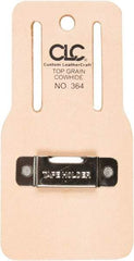 CLC - Tape Measure Holster with 1 Pocket - Leather/Steel, Natural (Color) - Exact Tool & Supply