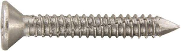 Powers Fasteners - 1/4" Diam, 1-1/4" OAL, Phillips Drive, Concrete Screw & Masonry Fastener - Stainless Steel, Passivated Finish, Includes #3 Phillips Bit - Exact Tool & Supply