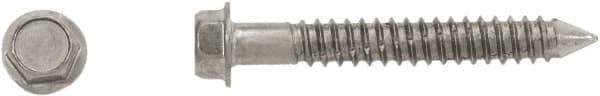 Powers Fasteners - 1/4" Diam, 2-1/4" Length Under Head, Hex Drive, Concrete Screw & Masonry Fastener - Stainless Steel, Passivated Finish, Includes 3/8" Hex Bit - Exact Tool & Supply