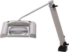 Waldmann Lighting - 35 Inch, Articulated, Clamp Mounted, LED, White, Magnifying Task Light - 13.20 Watt, 120 Volt, 1.75x Magnification, 165mm Wide - Exact Tool & Supply