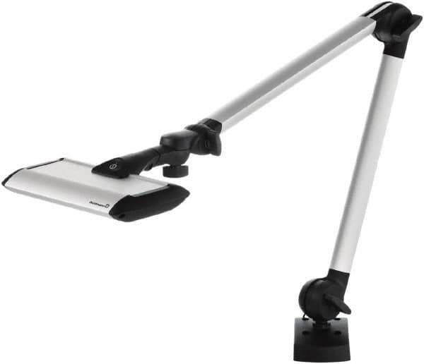 Waldmann Lighting - 40 Inch, Articulated, Clamp Mounted, LED, Silver, General Purpose Task Light - 14 Watt, 100 to 240 Volt, Nonmagnifying - Exact Tool & Supply