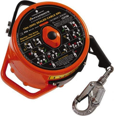 MSA - 50' Long, 310 Lb Capacity, Stainless Steel Cable Self-Retracting Lanyard - Steel Locking Snap Hook Connector, Stainless Steel Swivel - Exact Tool & Supply
