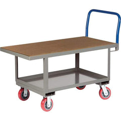 Little Giant - 2,000 Lb Capacity Steel Platform Truck - Steel Deck, 24" OAW, 61-1/2" Platform Length, Polyurethane Casters - Exact Tool & Supply
