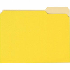 Universal One - 8-1/2 x 11", Letter Size, Yellow, File Folders with Top Tab - 11 Point Stock, 1/3 Tab Cut Location - Exact Tool & Supply