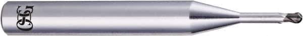 OSG - 2mm Diam, 1.2mm LOC, 2 Flute CBN Ball End Mill - Uncoated, Single End, 50mm OAL, 6mm Shank Diam, Spiral Flute - Exact Tool & Supply