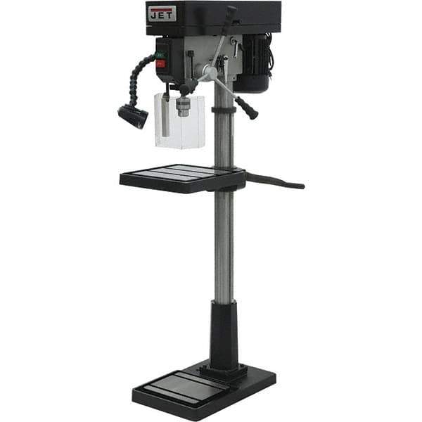 Jet - 17" Swing, Step Pulley Drill Press - 12 Speed, 1 hp, Single Phase - Exact Tool & Supply