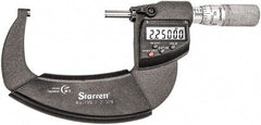Starrett - 2 to 3" Range, Standard Throat IP67 Electronic Outside Micrometer - Friction Thimble, Carbide Face, CR2032 Battery - Exact Tool & Supply