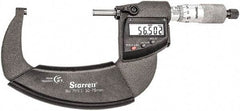 Starrett - Standard Throat IP67 Electronic Outside Micrometer - Ratchet Stop Thimble, Carbide Face, CR2032 Battery - Exact Tool & Supply