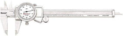 Starrett - 0" to 6" Range, 0.001" Graduation, 0.1" per Revolution, Dial Caliper - White Face, 1.5" Jaw Length, Accurate to 0.001" - Exact Tool & Supply