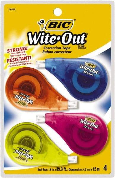 Bic - 1/6" x 400" Correction Tape Non-Refillable - Exact Tool & Supply