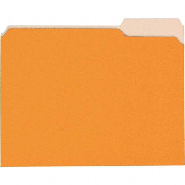 Universal One - 8-1/2 x 11", Letter Size, Orange/Light Orange, File Folders with Top Tab - 11 Point Stock, 1/3 Tab Cut Location - Exact Tool & Supply