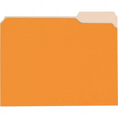 Universal One - 8-1/2 x 11", Letter Size, Orange/Light Orange, File Folders with Top Tab - 11 Point Stock, 1/3 Tab Cut Location - Exact Tool & Supply