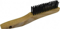 Gordon Brush - 4 Rows x 16 Columns Steel Scratch Brush - 4-3/4" Brush Length, 10" OAL, 1/8 Trim Length, Wood Shoe Handle - Exact Tool & Supply