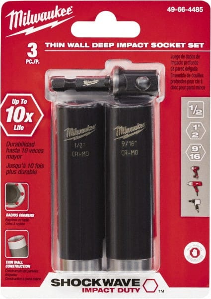 Milwaukee Tool - 3 Pc 1/2" Drive Deep Impact Universal Socket Set - Exact Tool & Supply