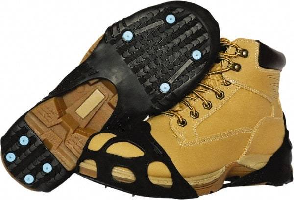 Duenorth - Size 11-13.5, (Women's Size 11-12.5) Strap-On Cleat - Tungsten Carbide Spike Traction, Black - Exact Tool & Supply