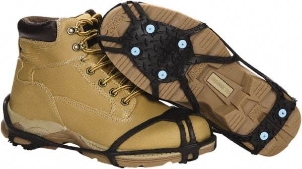 Duenorth - Size L, (Women's Size L) Strap-On Cleat - Tungsten Carbide Spike Traction, Black - Exact Tool & Supply