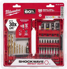 Milwaukee Tool - Impact Ready Accessory Set - 1/16 to 1/4" Hex, #1, #2, 1/4" Hex Drive, Phillips, Slotted, Torx, Square Point - Exact Tool & Supply