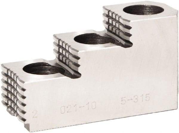 Bison - 5" Max Chuck Diam Compatibility, Steel 1.5mm x 60° Serrated Hard Lathe Top Jaws - 3 Steps - Exact Tool & Supply