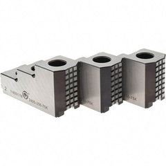 Bison - 10" Max Chuck Diam Compatibility, Steel 1.5mm x 60° Serrated Hard Lathe Top Jaws - 3 Steps, 16mm Groove Width, 40mm Wide x 102mm Long x 54mm High - Exact Tool & Supply