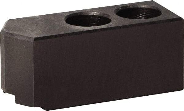 Bison - 210mm Max Chuck Capacity, 1.5mm x 60° Serrated Interface, Square Soft Lathe Chuck Jaw - 3 Jaw, Steel, 25mm Btw Mount Hole Ctrs, 95mm Long, 40mm Wide, 40mm High, 14mm Groove, M12mm Fastener - Exact Tool & Supply