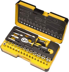 Felo - 36 Piece 1/4" Drive Ratchet Socket Set - Comes in Strongbox Case - Exact Tool & Supply