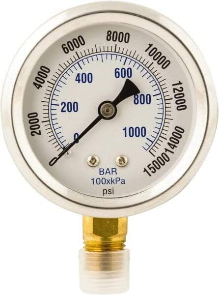 Value Collection - Hydraulic Pressure Gages & Adapters Type: Dry Gauge Pressure Rating: 0 - 15000 - Exact Tool & Supply