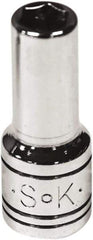 SK - 3/16", 1/4" Drive, Deep Hand Socket - 6 Points, Steel, Chrome Finish - Exact Tool & Supply