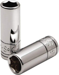 SK - 1/4" Drive, Deep Hand Socket - 6 Points, Steel, Chrome Finish - Exact Tool & Supply