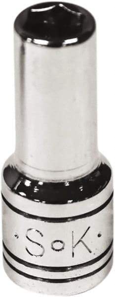 SK - 1/4" Drive, Deep Hand Socket - 6 Points, Steel, Chrome Finish - Exact Tool & Supply