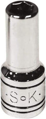 SK - 1/4" Drive, Deep Hand Socket - 6 Points, Steel, Chrome Finish - Exact Tool & Supply