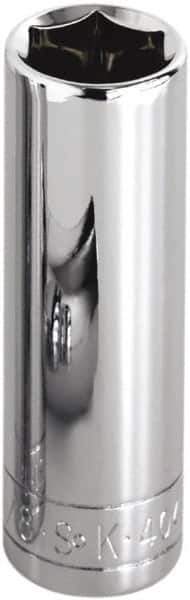 SK - 1/4" Drive, Deep Hand Socket - 6 Points, Steel, Chrome Finish - Exact Tool & Supply