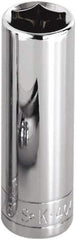 SK - 1-7/16", 1/2" Drive, Deep Hand Socket - 6 Points, Steel, Chrome Finish - Exact Tool & Supply